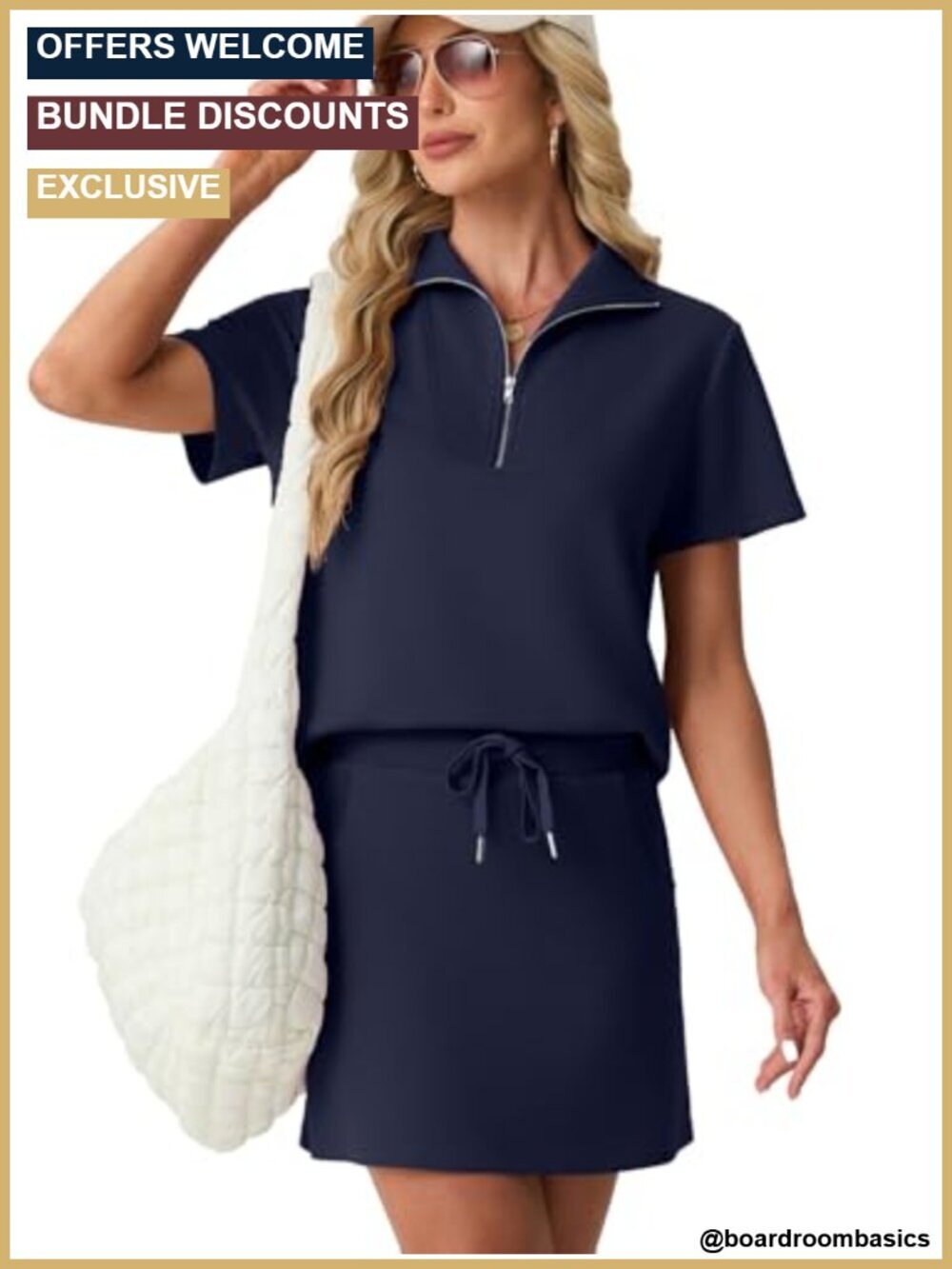 2pc Active Skort Set Half Zip Top w/ Pockets